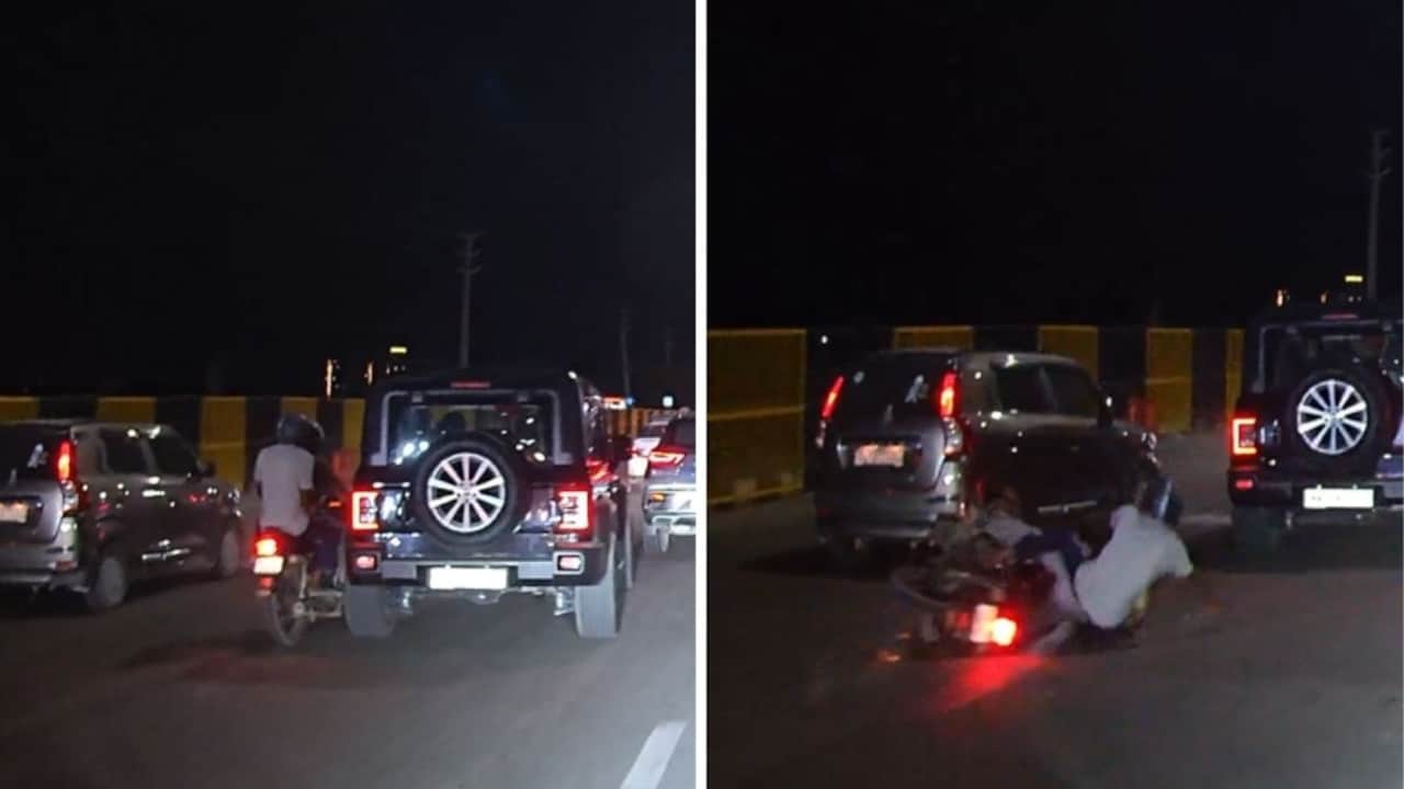On Camera, Thar Knocks Down Biker On Delhi Expressway, Flees