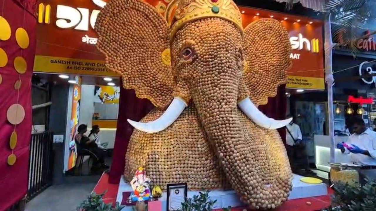Watch: Pune Chaat Shop Owners Create 13-Foot-Tall Ganesha Idol Using 21,000 Pani Puris