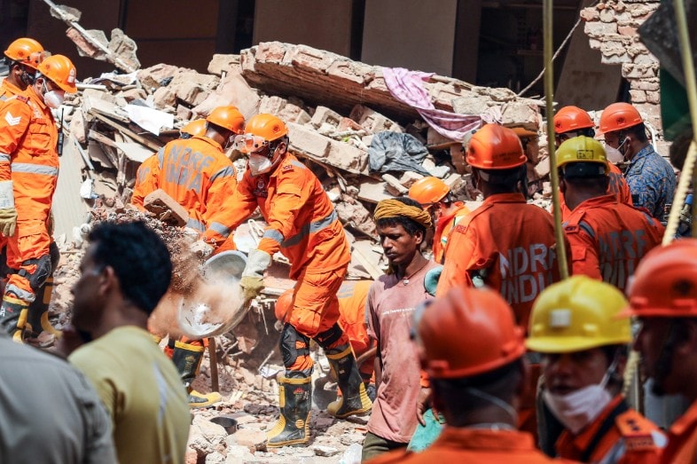 Rescue and search operations at Satya Niketan after a five-storey building collapsed near South Campus