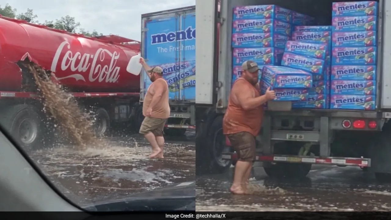 Man Flies Into Sky After Coke-Mentos Explosion In Viral Video, Internet Calls It AI-Generated