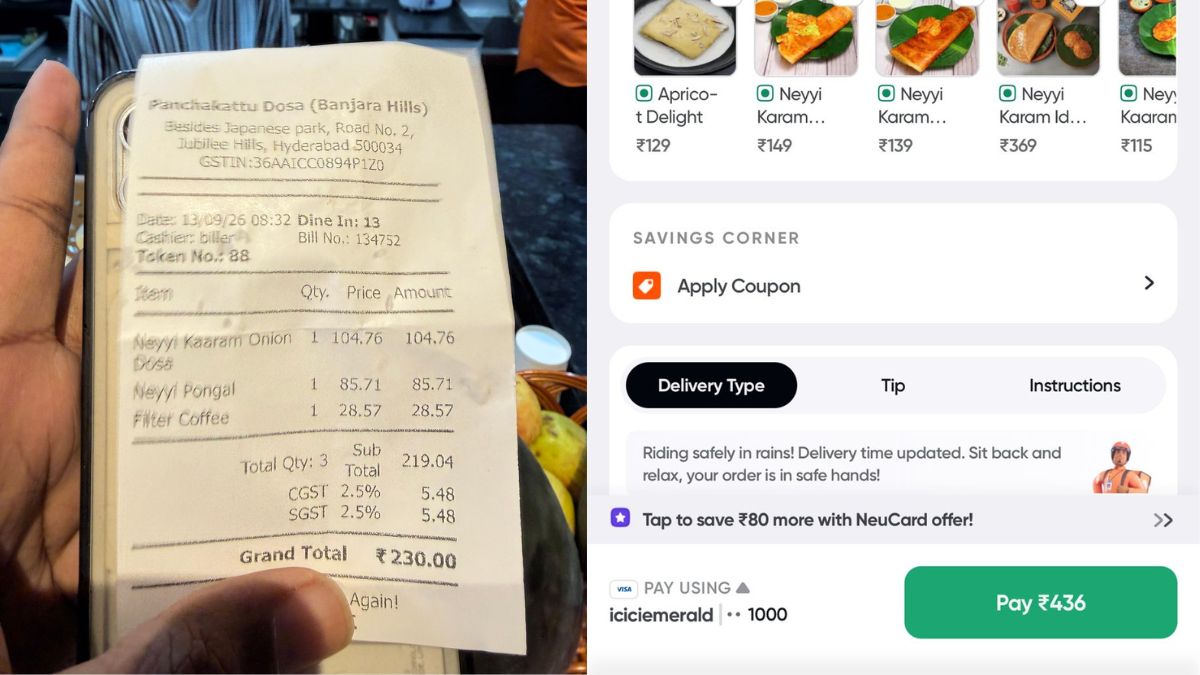 Restaurant vs Swiggy Bill: Viral Post Shows Rs 206 Difference For Same Order