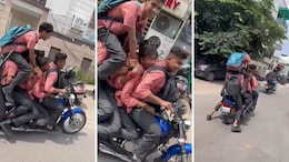 एक बाइक पर बैठे 6 छात्र... रीलबाजी के चक्कर में खुलेआम ट्रैफिक नियमों की उड़ाई धज्जियां, वीडियो वायरल&nbsp;