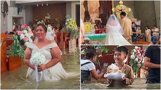 'Nothing Could Stop Their Union': With Gown And Coat Soaked, Couple Marries In Flooded Church | Watch