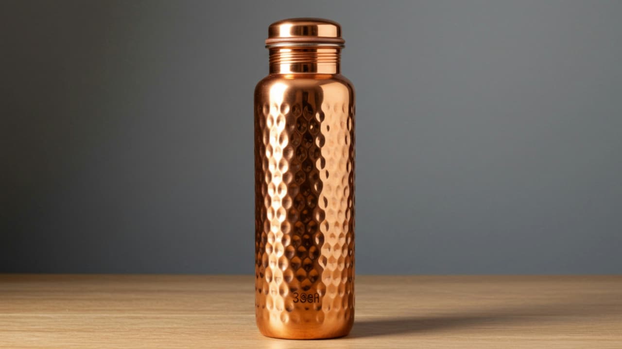 A stylish lineup of copper water bottles, blending traditional wellness with everyday design