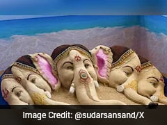 Sand Artist Sudarsan Pattnaik Marks Ganesh Chaturthi With Panchmukhi Lord Ganesha Sand Sculpture In Maharashtra