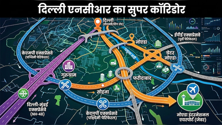 दिल्ली NCR का सुपर कॉरिडोर: 91 KM का नया एक्सप्रेसवे नोएडा, गुरुग्राम-फरीदाबाद तक देगा रफ्तार, जेवर एयरपोर्ट को भी हाईस्पीड कनेक्टिविटी