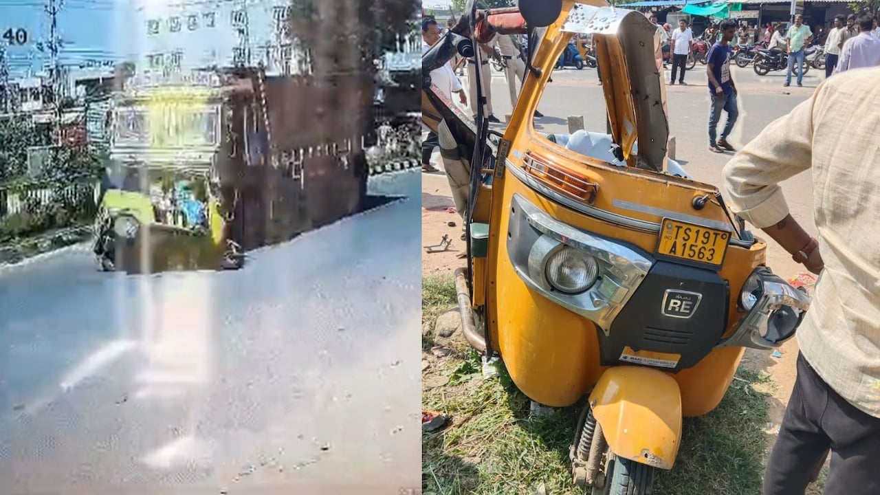 तेलंगाना में करिश्मा.. ट्रक-ऑटो में भीषण टक्कर.. सड़क से उठकर चल पड़ा शख्स!