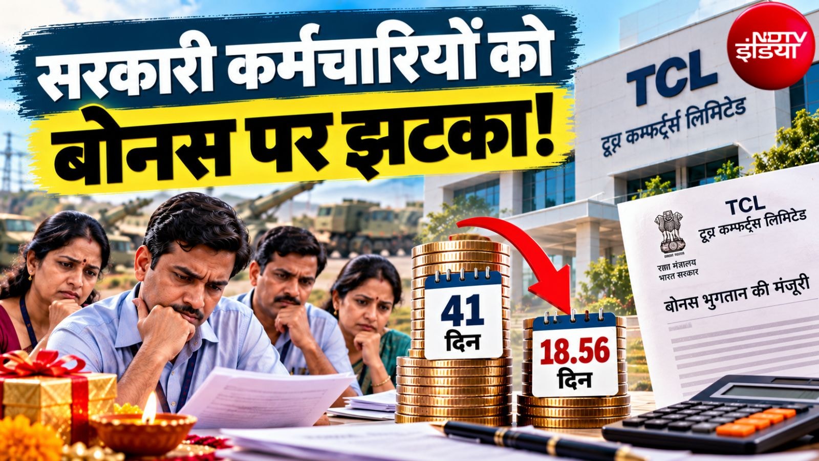 रक्षा मंत्रालय की TCL में कर्मचारियों को 18.56 दिन का बोनस, संगठन नाराज