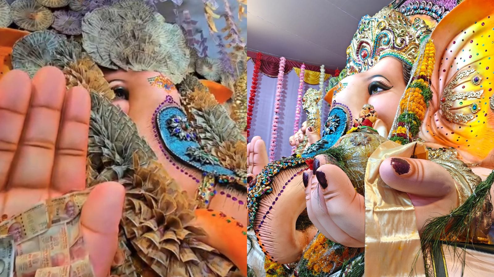Telangana's Palvancha Ganesha Idols Adorned With ₹2.90 Crore Cash