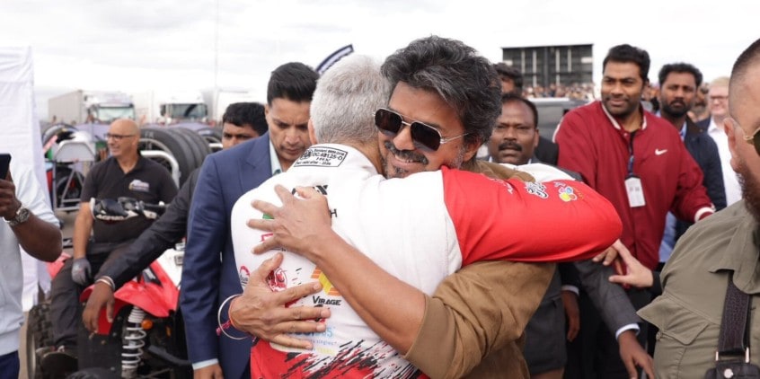 Vijay, Ajith seen hugging at Silverstone  