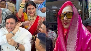 Govinda Seeks Blessings At Lalbaugcha Raja With Komal Rani, Wife Sunita Visits Alone