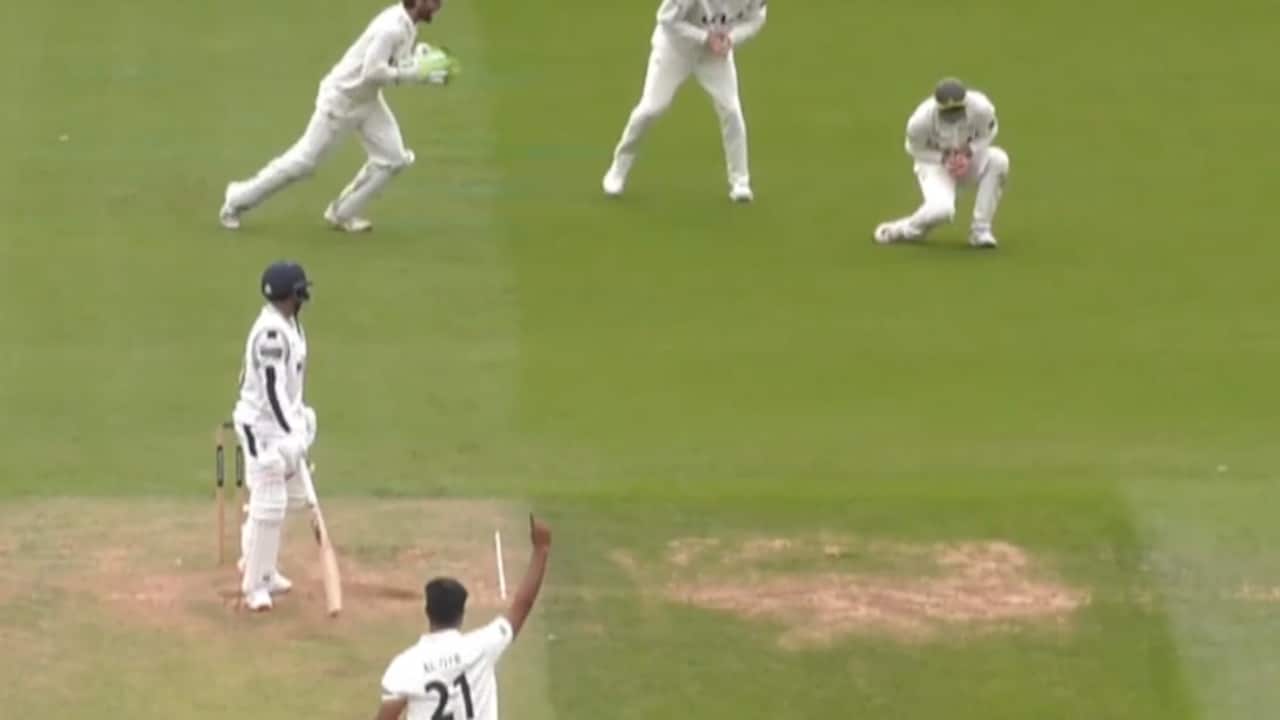 Auqib Nabi's First Wicket In County Championship 2026 Is His India Teammate. Watch