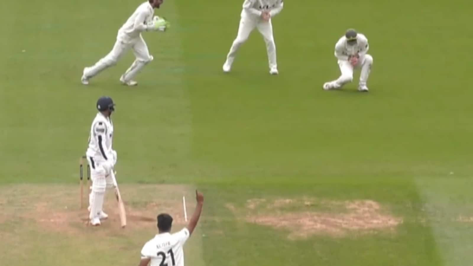 Auqib Nabis First Wicket In County Championship 2026 Is His India Teammate. Watch