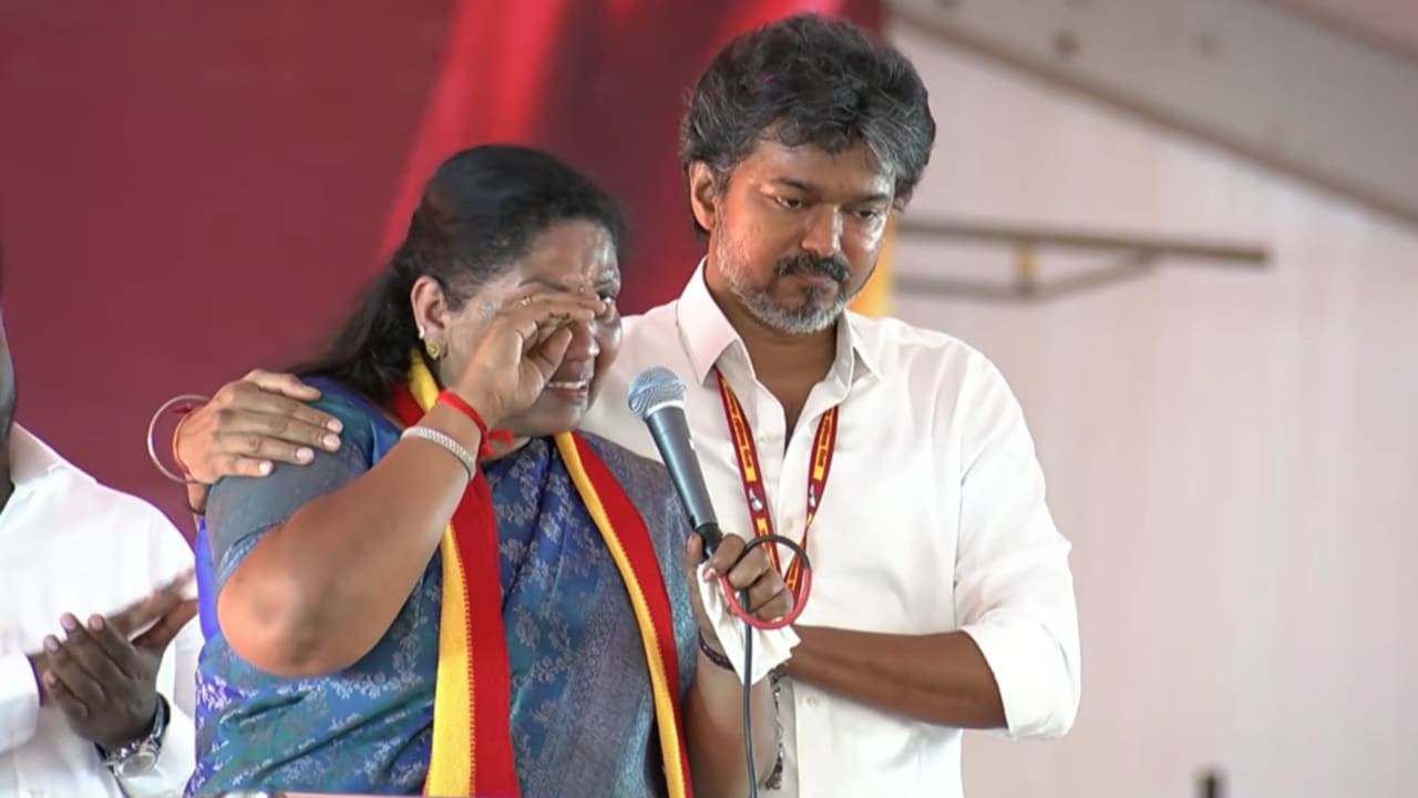 'Lewd Remarks Against Woman': Tamil Nadu Bypoll Candidate Tears Up, Vijay Consoles Her