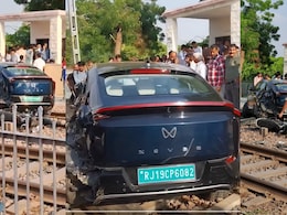 Mahindra XEV 9e Ends Up On Railway Tracks After Crashing Through Barricade: Video