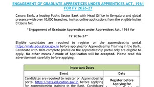 Canara Bank Apprentice Recruitment 2026: 3,500 पदों पर भर्ती, 1 अक्टूबर से शुरू होंगे आवेदन