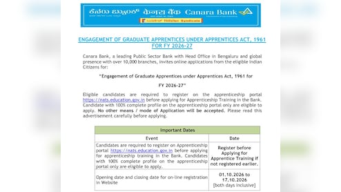Canara Bank Recruitment 2026: 3,500 Apprentice Posts, Apply From October 1