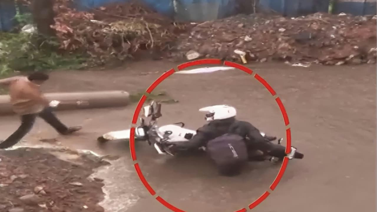 Caught On Camera: Biker Falls On Road Amid Sewage Work In Bengaluru, Sparks Safety Concerns