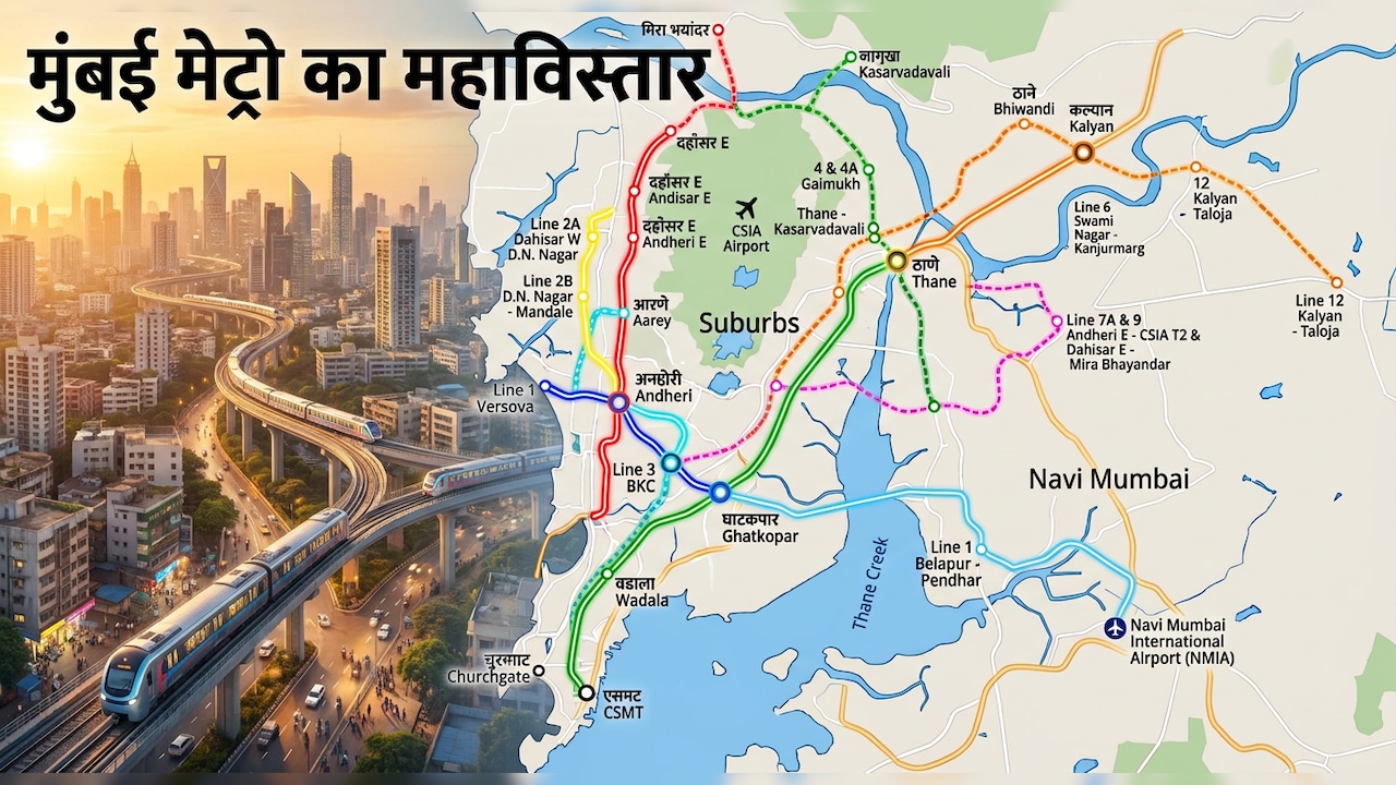 मुंबई मेट्रो का महाविस्तार: 6 नए रूट पर 374 KM में 130 स्टेशन, CST, ठाणे-कल्याण, नवी मुंबई एयरपोर्ट तक कनेक्टिविटी