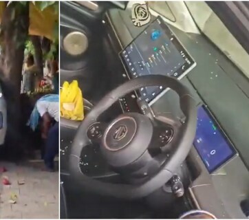 लुधियाना में बिना ड्राइवर चलने लगी MG Windsor EV, पेड़ से टक्कर के बाद बढ़ गई स्पीड; देखें वीडियो