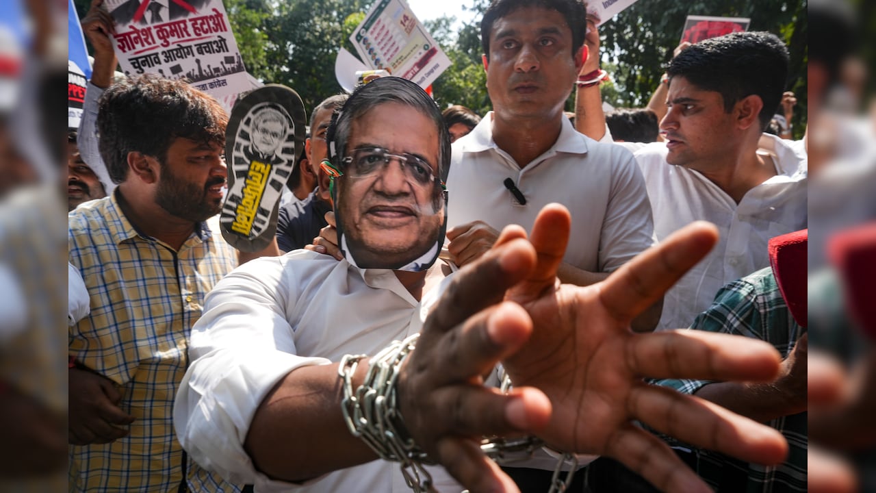 Gyanesh Kumar Masks, Handcuffs, Resignation Demand: Congress Takes To Streets