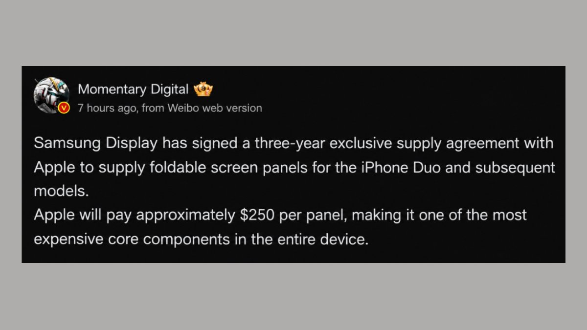 Weibo leak of Apple-Samsung screen partnership