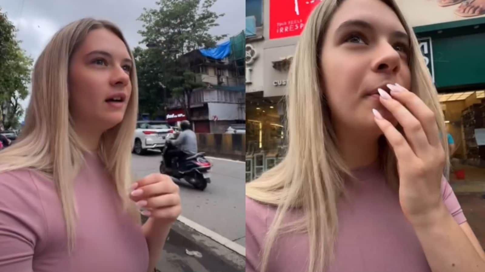 Video: "Guys, Help!" German Model Struggles To Cross A Mumbai Road