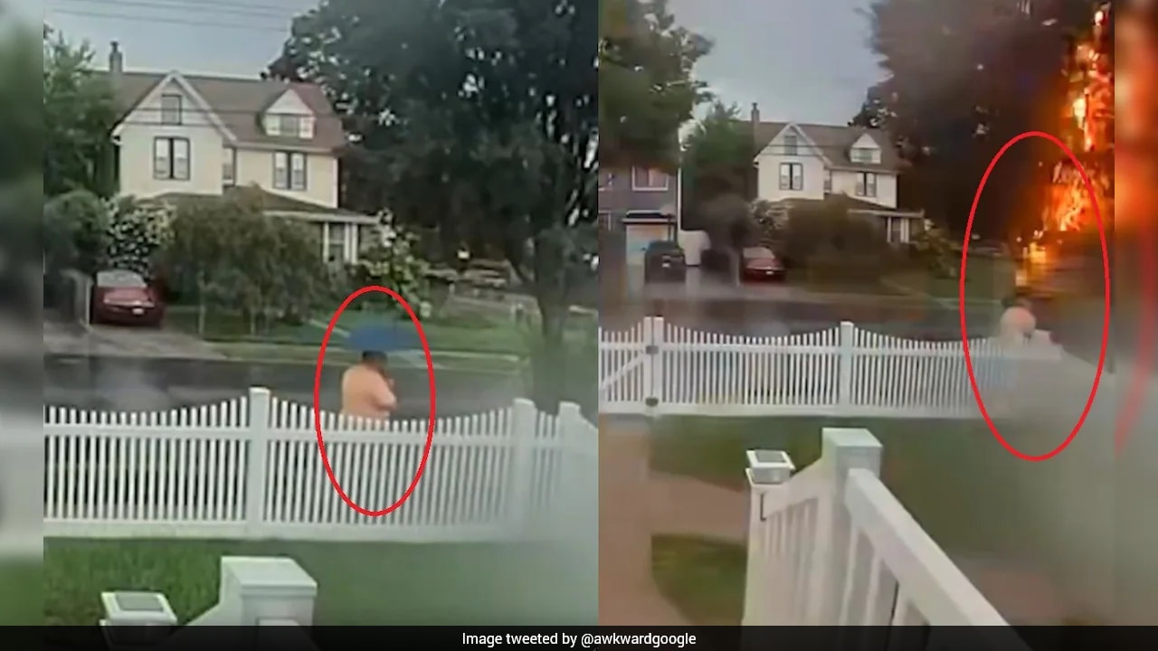 US Man Struck By Lightning Outside His Home, Doorbell Camera Captures Terrifying Moment