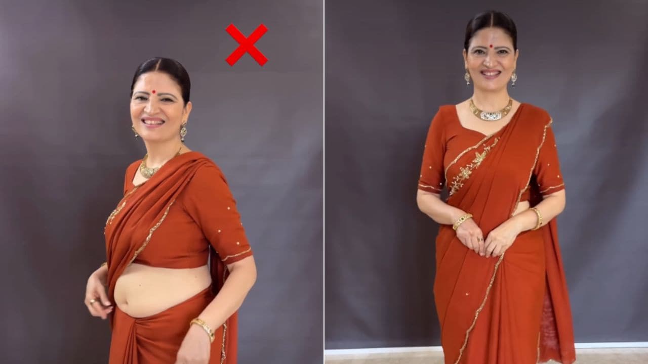 साड़ी में मोटा दिखता है पेट? Stylist ने बताए बल्ज छिपाने के आसान तरीके, इस तरह पहनने से दिखेंगी स्लिम