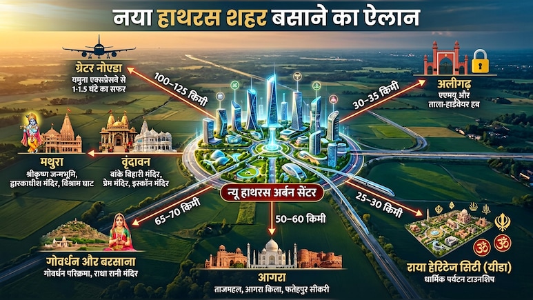 न्यू हाथरस सिटी: आगरा-अलीगढ़ से मथुरा के करीब 10 हजार एकड़ में नया शहर बसेगा, नोएडा जेवर एयरपोर्ट से नजदीक