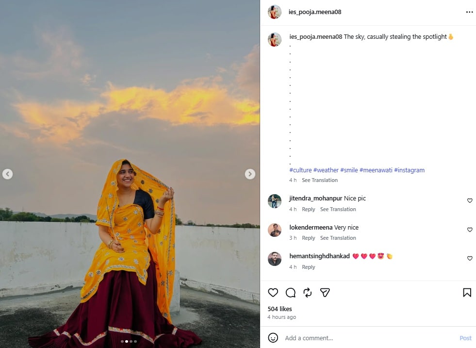 upsc ese officer pooja meena peeli lugdi traditional look photos