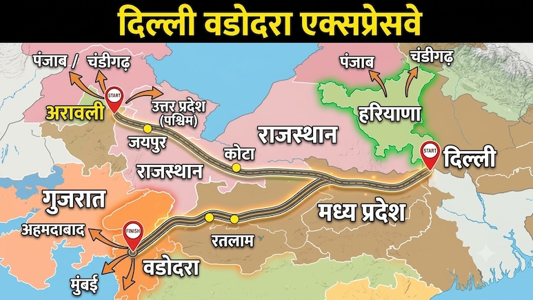 दिल्ली से वडोदरा 12 घंटे में, गुरुग्राम, रतलाम सूरत तक कनेक्टिविटी, 4 राज्यों को जोड़ने वाला मेगा एक्सप्रेसवे
