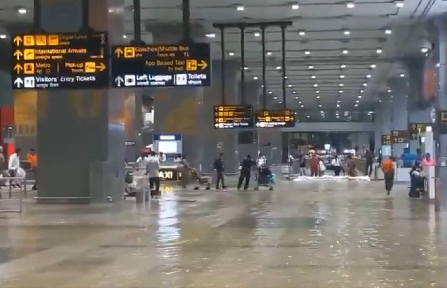 Heavy rain causes waterlogging at Delhi’s Indira Gandhi International Airport