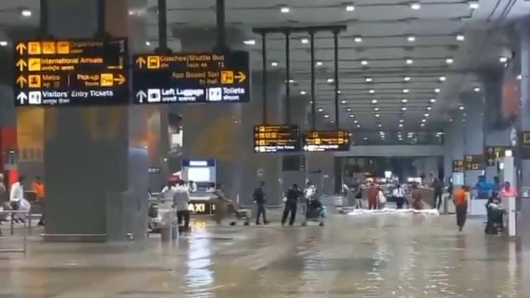 Video: Waterlogging At Delhi International Airport After Heavy Rain