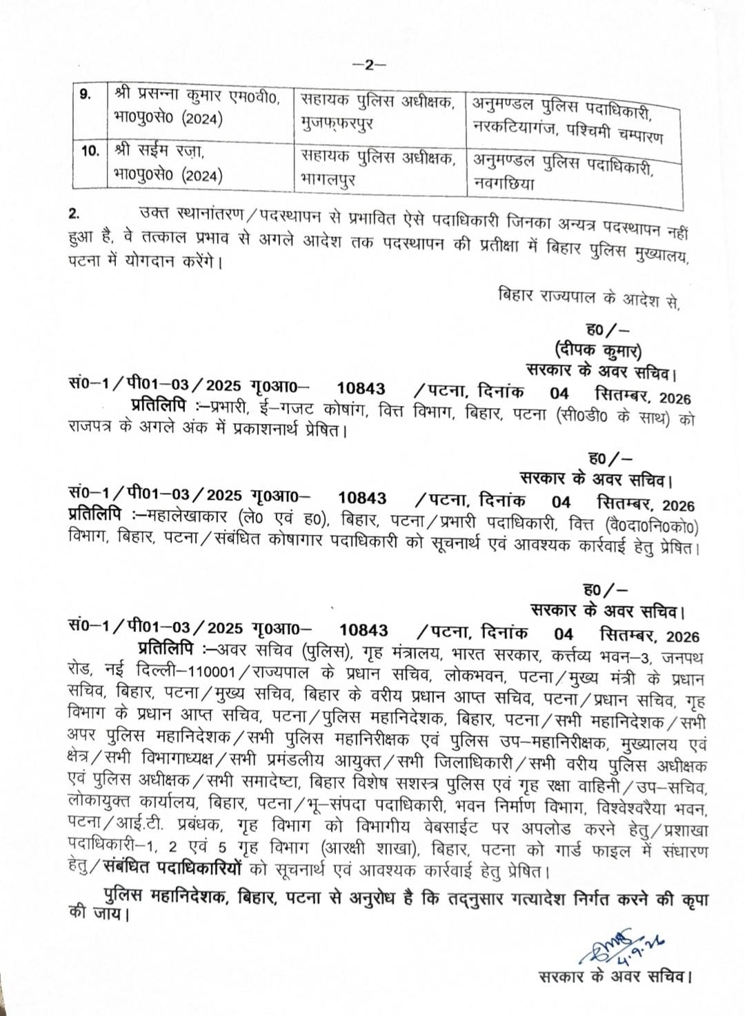 ips transfer in Bihar 