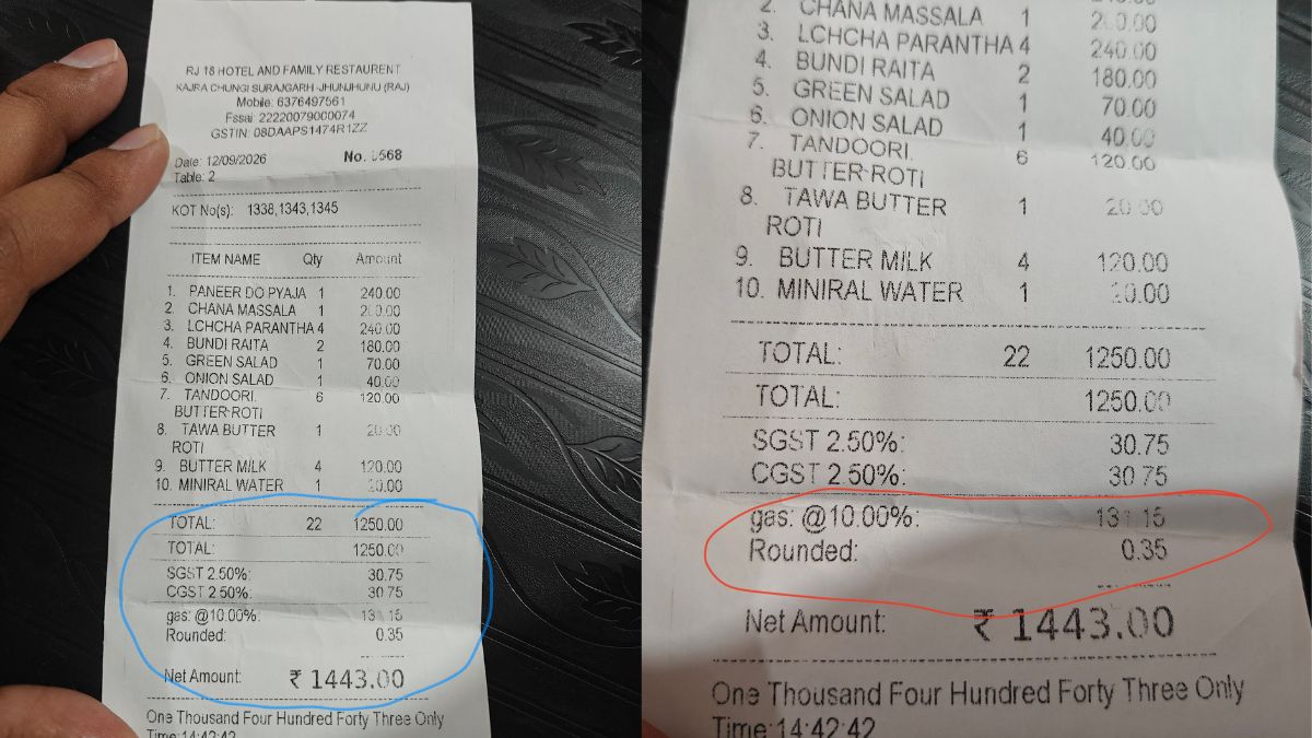 Rajasthan Restaurant Bill Goes Viral After Diner Spots Separate 'Gas' Charge