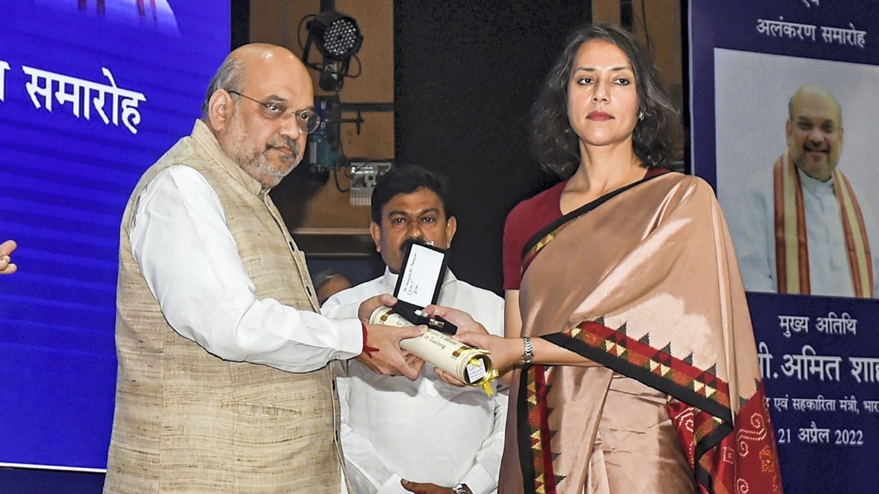 Sanjukta Parashar, the-then NIA DIG, received a medal for excellence for Police training from Union Home Minister Amit Shah in April 2022 Sanjukta Parashar, the-then NIA DIG, received a medal for excellence for Police training from Union Home Minister Amit Shah in April 2022