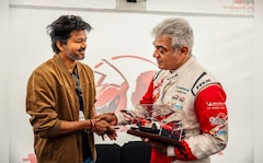 Vijay Gifts Ajith A Miniature Race Car With Sweet Message At Silverstone