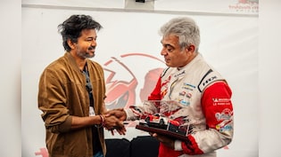 Vijay Gifts Ajith Kumar A Miniature Race Car With Sweet Message At Silverstone