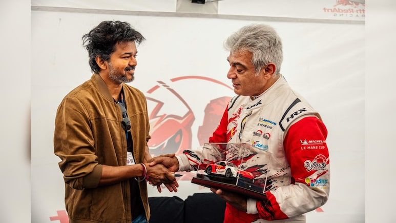 Vijay Gifts Ajith Kumar A Miniature Race Car With Sweet Message At Silverstone
