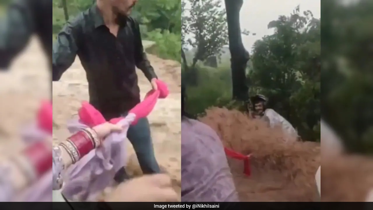Dupatta Saves Biker From Flash Flood In Chamba, Rescue Caught On Camera