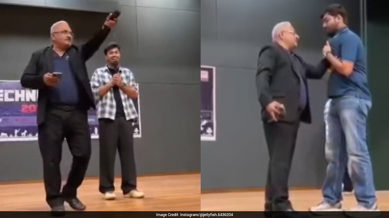 Professor Grabs Student By Collar, Threatens Him On Stage Over