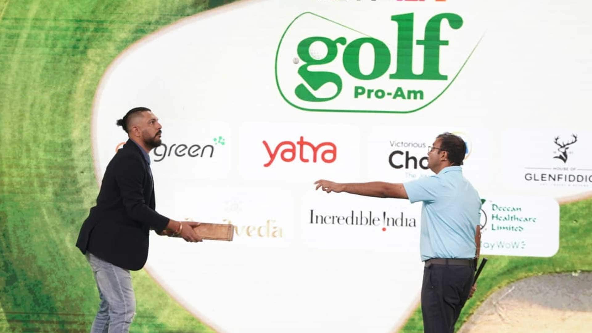 Yuvraj Singh Balances Golf Ball On Cricket Bat During NDTV Golf Pro-Am Launch