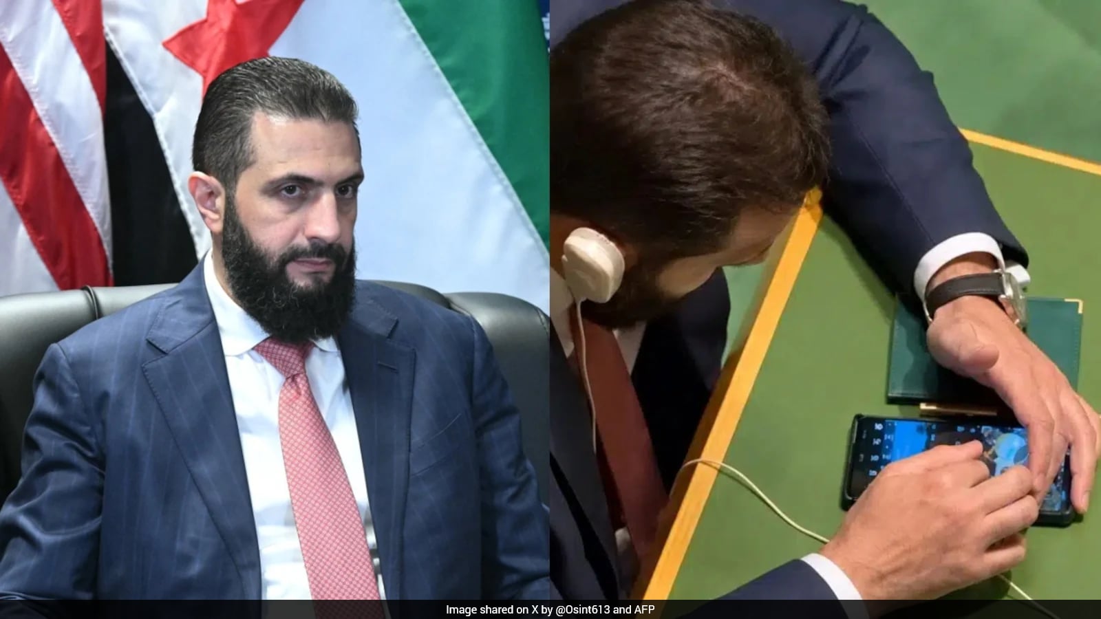 Syrian President Al-Sharaa Seen Scrolling Reels At UN