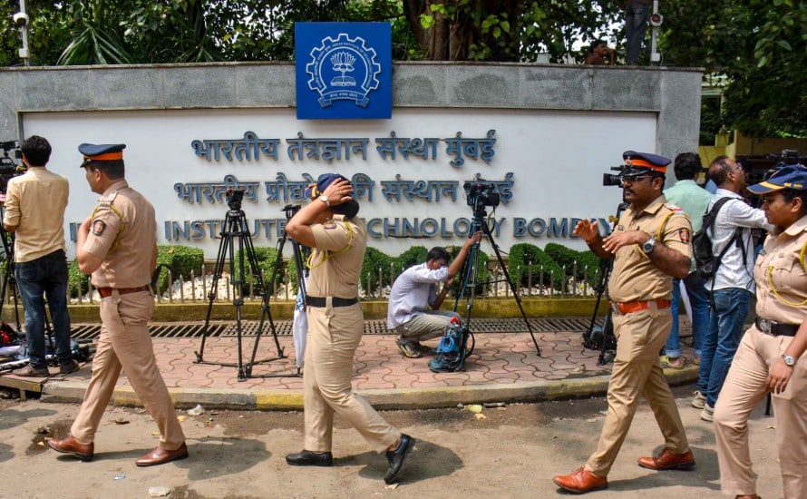 Security has been tightened outside the IIT Bombay campus Security has been tightened outside the IIT Bombay campus