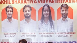DUSU छात्रसंघ चुनाव में ABVP ने 3 पदों पर जीत हासिल की, यश डबास, रिया छाबड़ी और लक्ष्य राज सिंह जीते