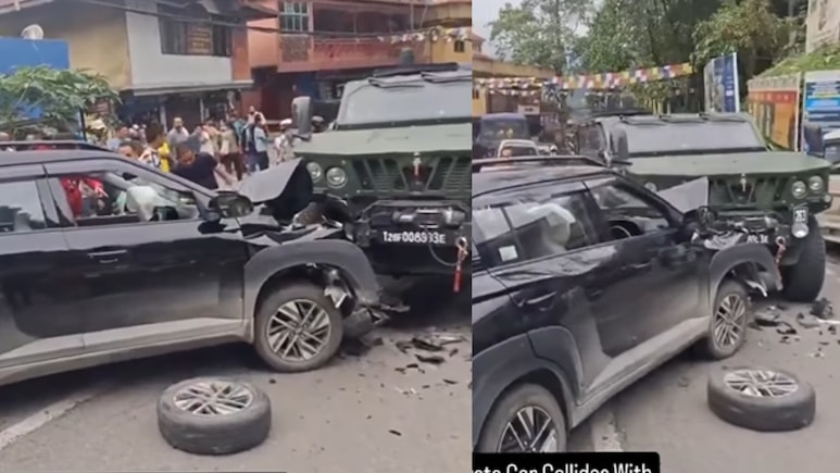Indian Army's Mahindra Armado Collides With Hyundai Exter In Viral Video