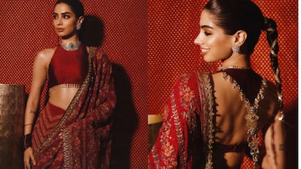 Khushi Kapoor Serves Glamour In A Manish Malhotra Saree And Emerald Choker