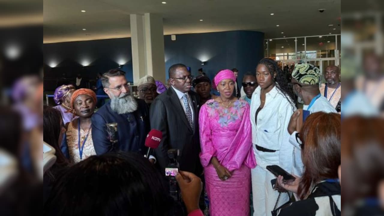First Lady of Sierra Leone Dr. Fatima Maade Bio and Bhuwan Ribhu of Just Rights for Children at the UN First Lady of Sierra Leone Dr. Fatima Maade Bio and Bhuwan Ribhu of Just Rights for Children at the UN