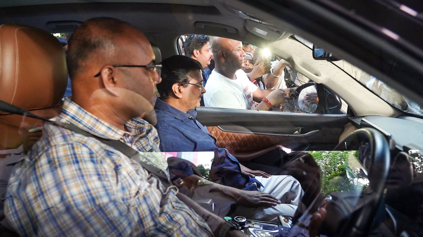 Arvind Kejriwal and AAP leaders during their visit to Delhis Tilak Nagar